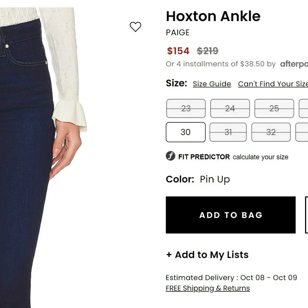 PAIGE - Hoxton Ankle Jeans - Size 26 - Picture 7 of 7